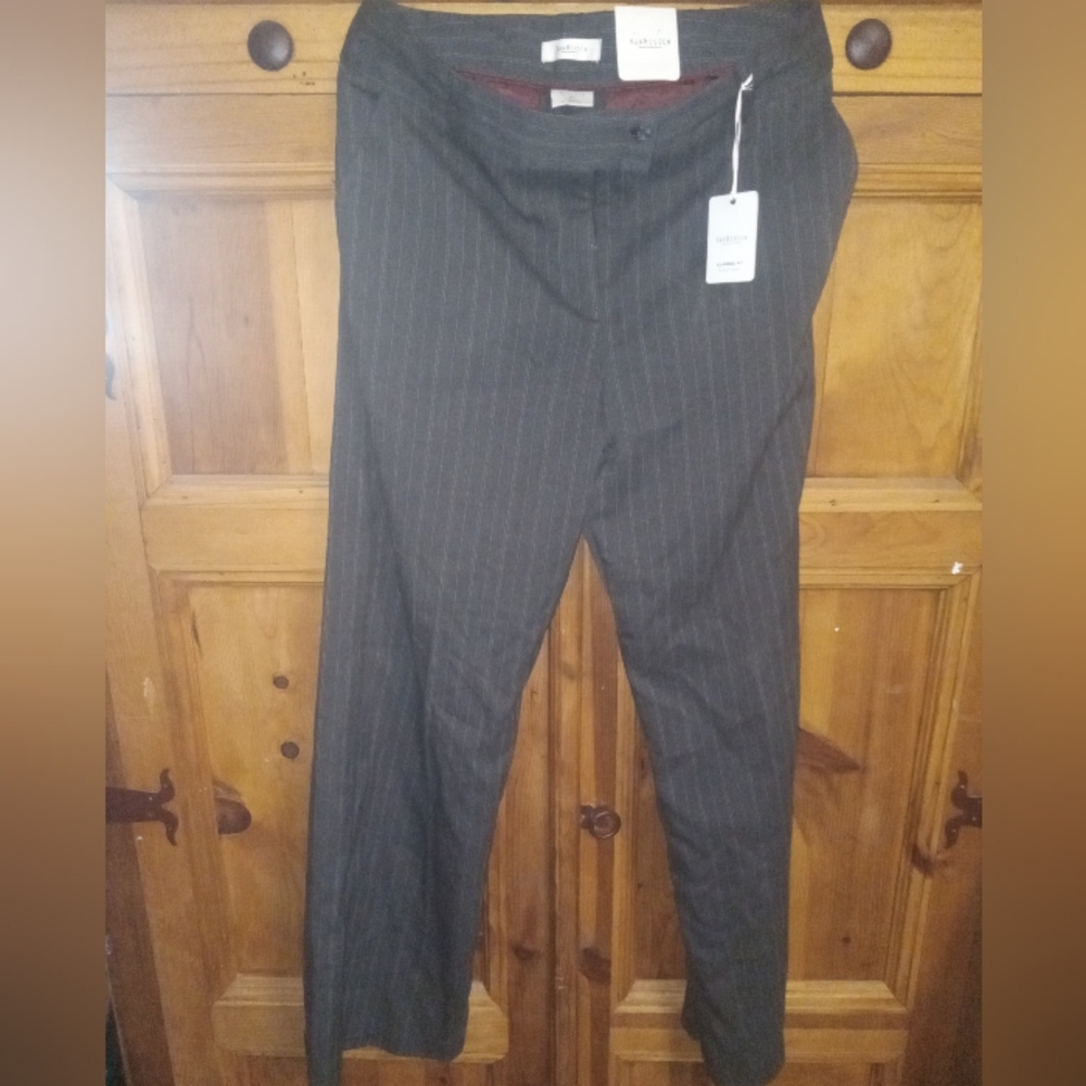 Van Husen Womens Dark Gray Striped Pants